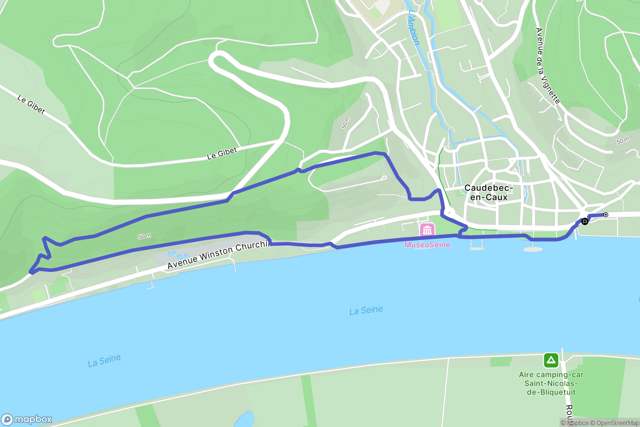 Caudebec-en-Caux : carte du parcours de randonnée - France