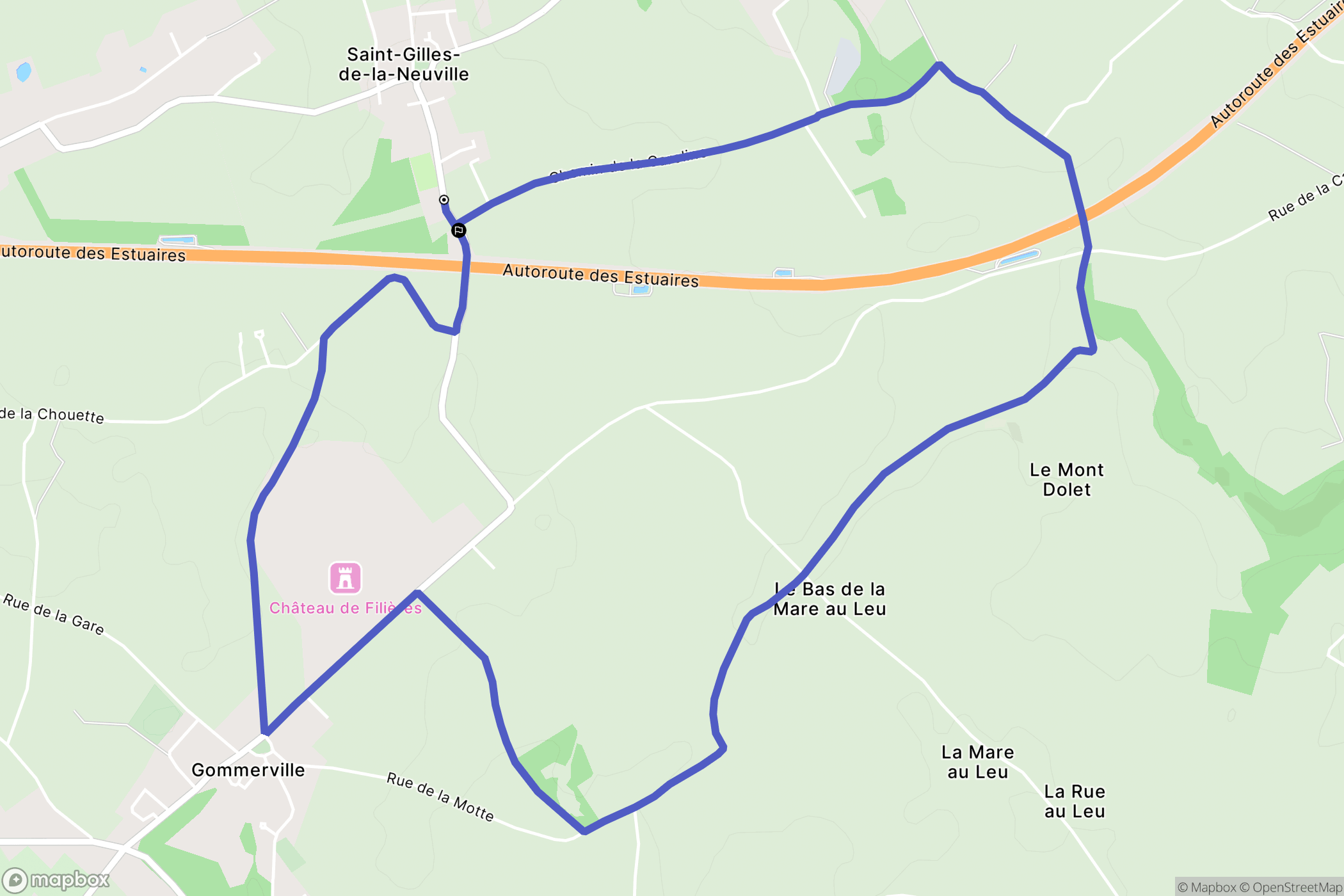 Saint-Gilles-de-la-Neuville : carte du parcours de randonnée - France