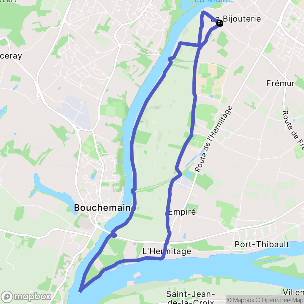 Angers : carte du parcours de randonnée - France