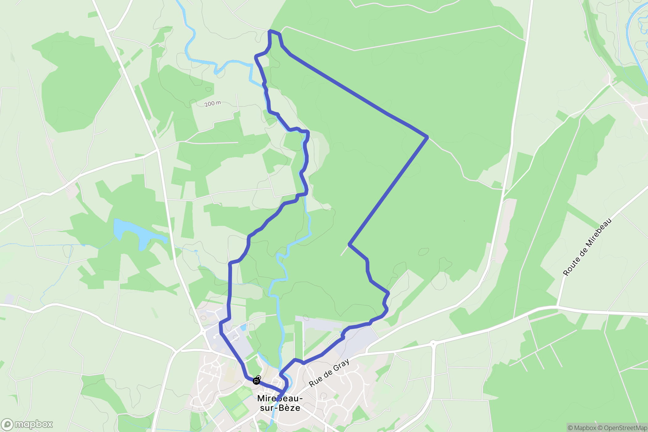 Mirabeau-sur-Bèze : carte du parcours de randonnée - France