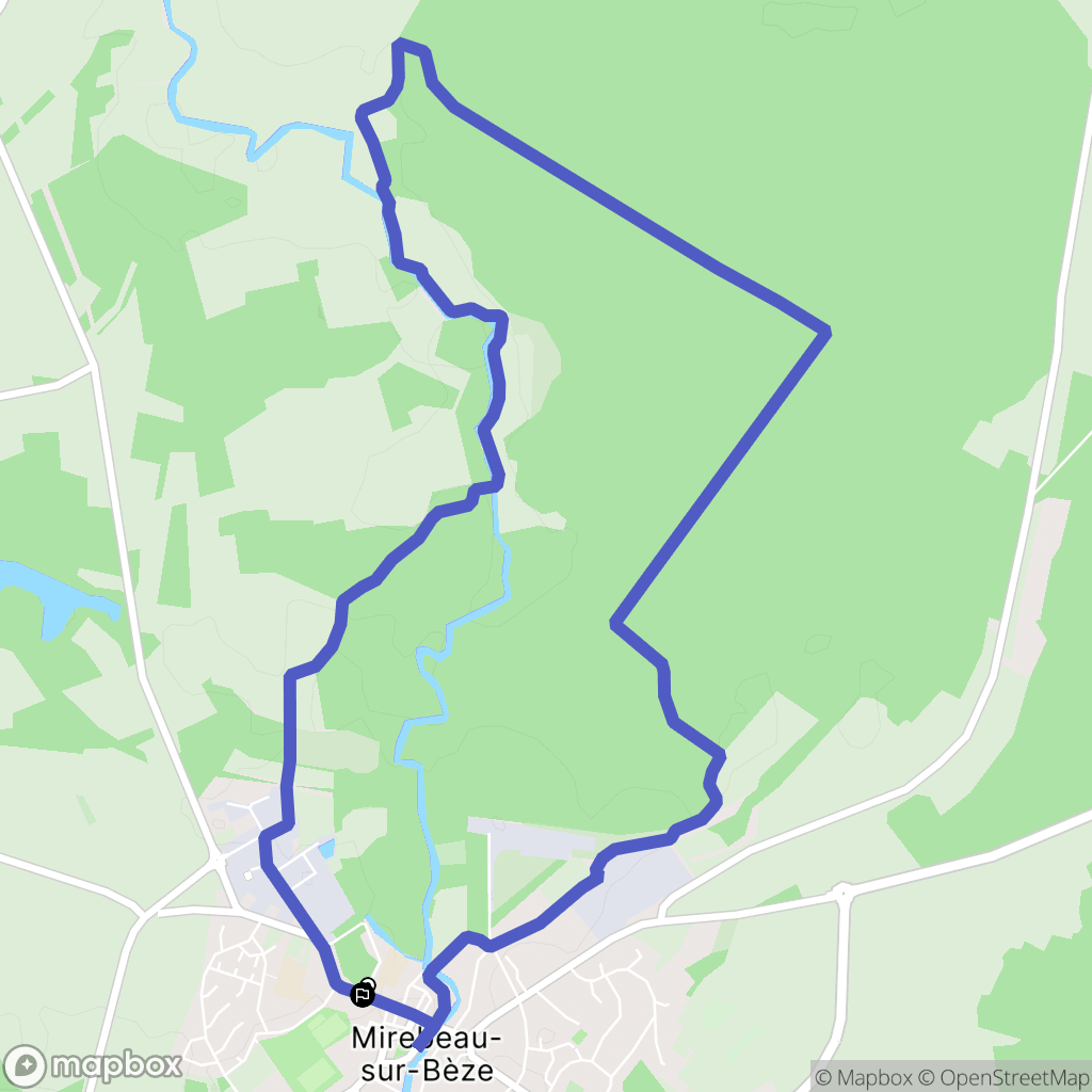 Mirabeau-sur-Bèze : carte du parcours de randonnée - France