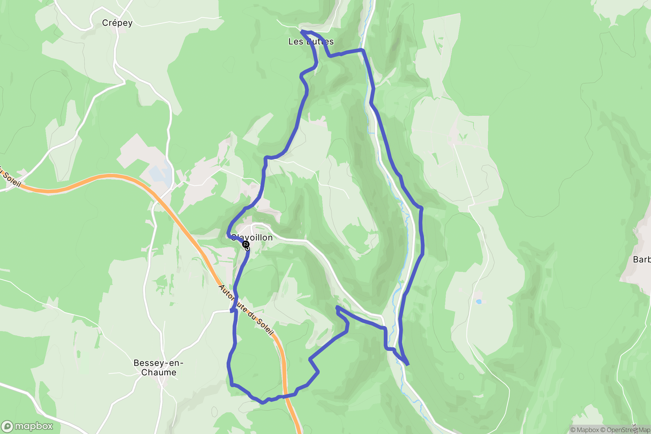 Bessey-en-Chaume : carte du parcours de randonnée - France