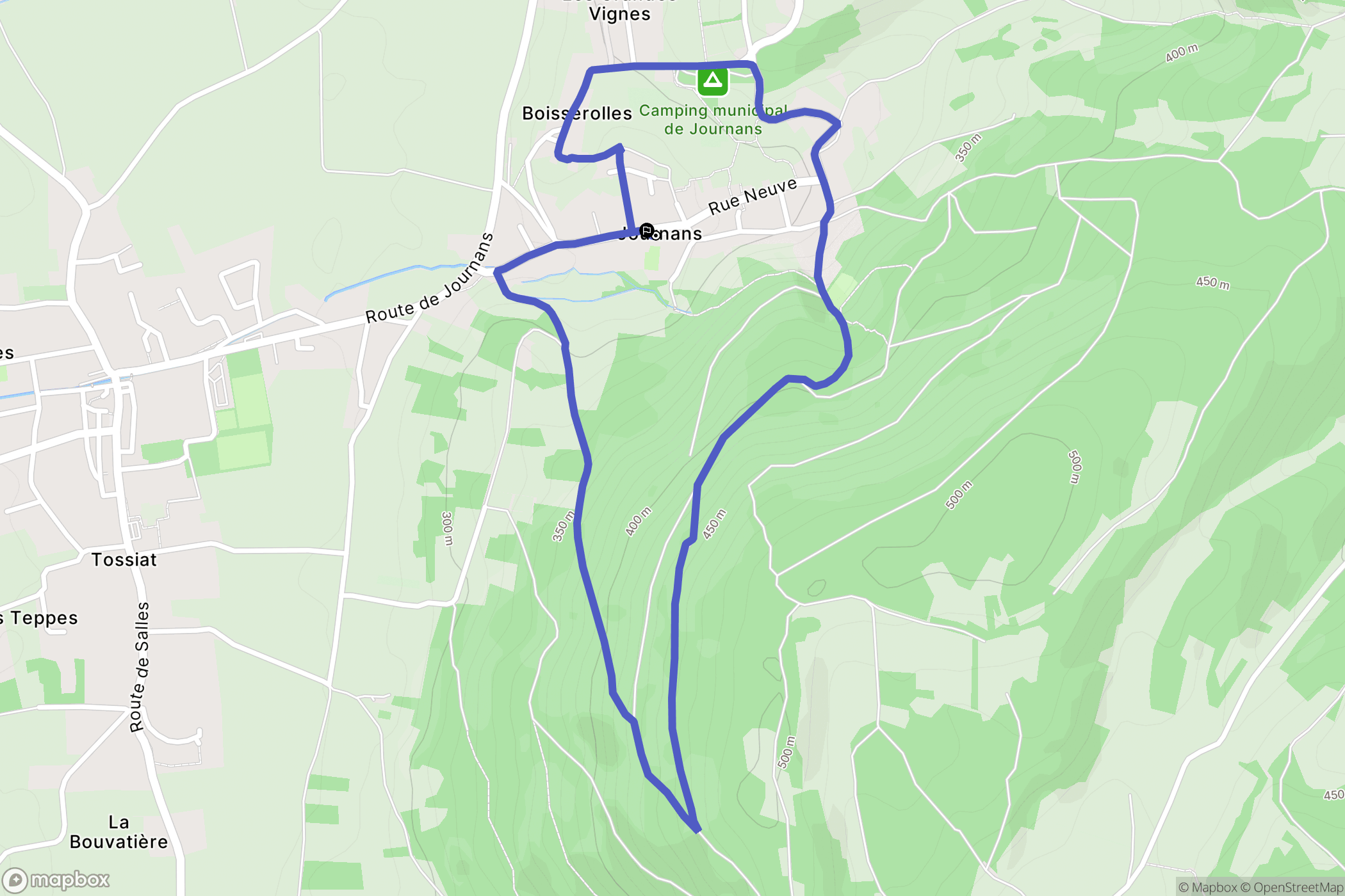 Journans : carte du parcours de randonnée - France