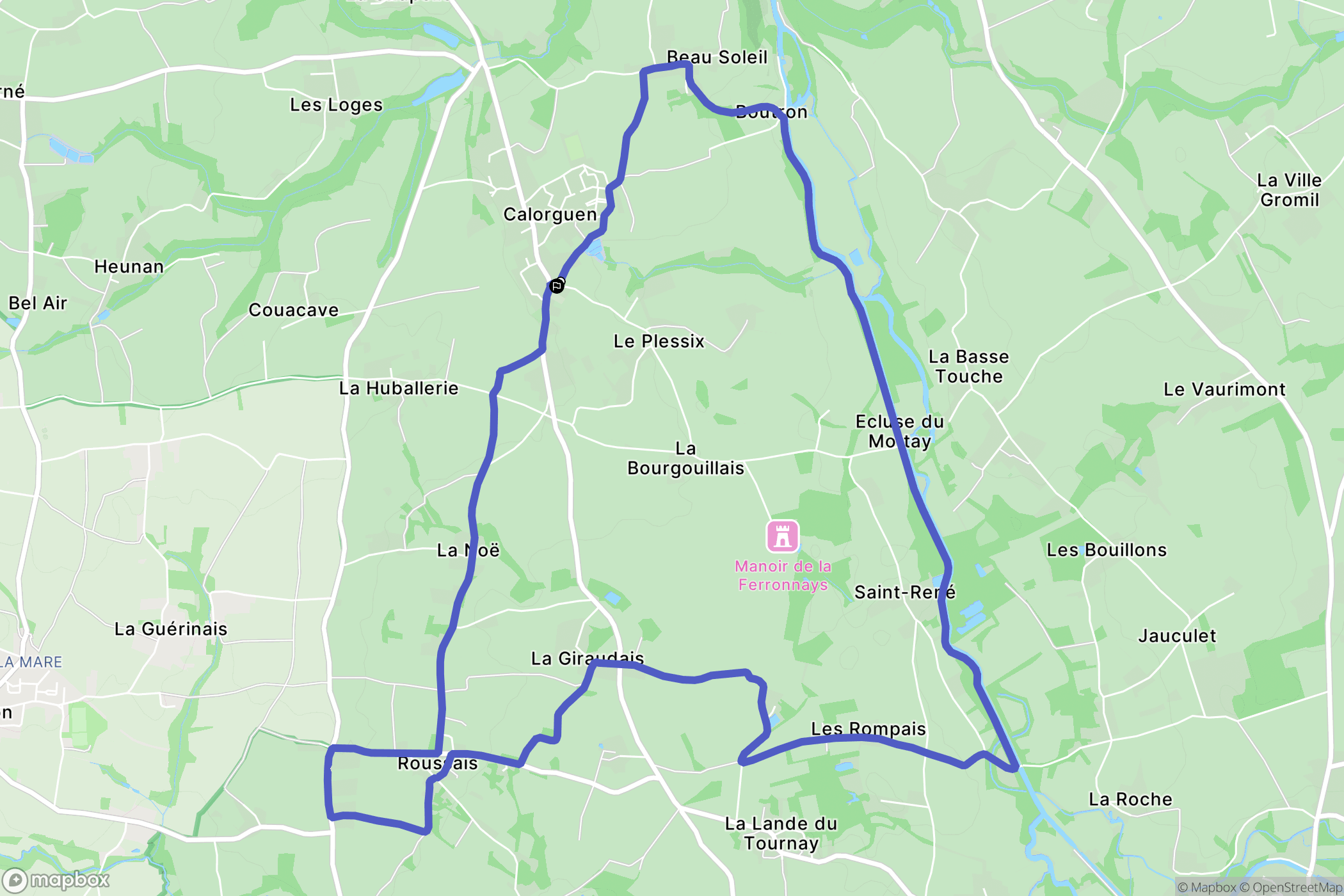 Calorguen : carte du parcours de randonnée - France