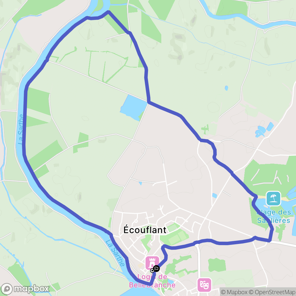 Écouflant : carte du parcours de randonnée - France