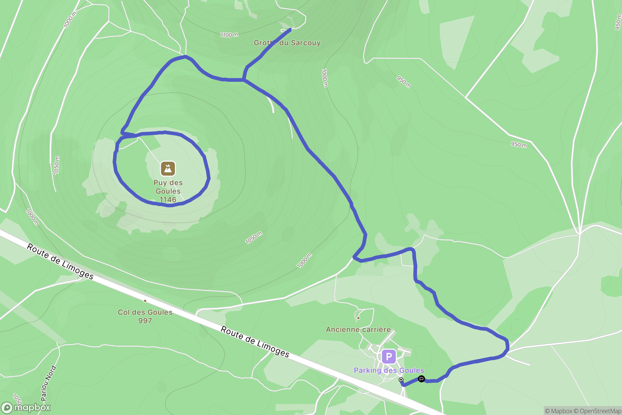 Orcines : carte du parcours de randonnée - France