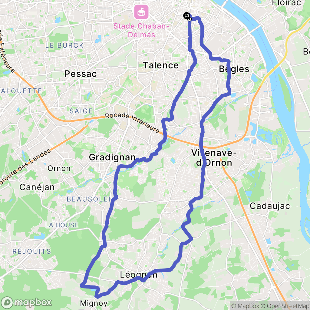 Bordeaux : carte du parcours de randonnée - France