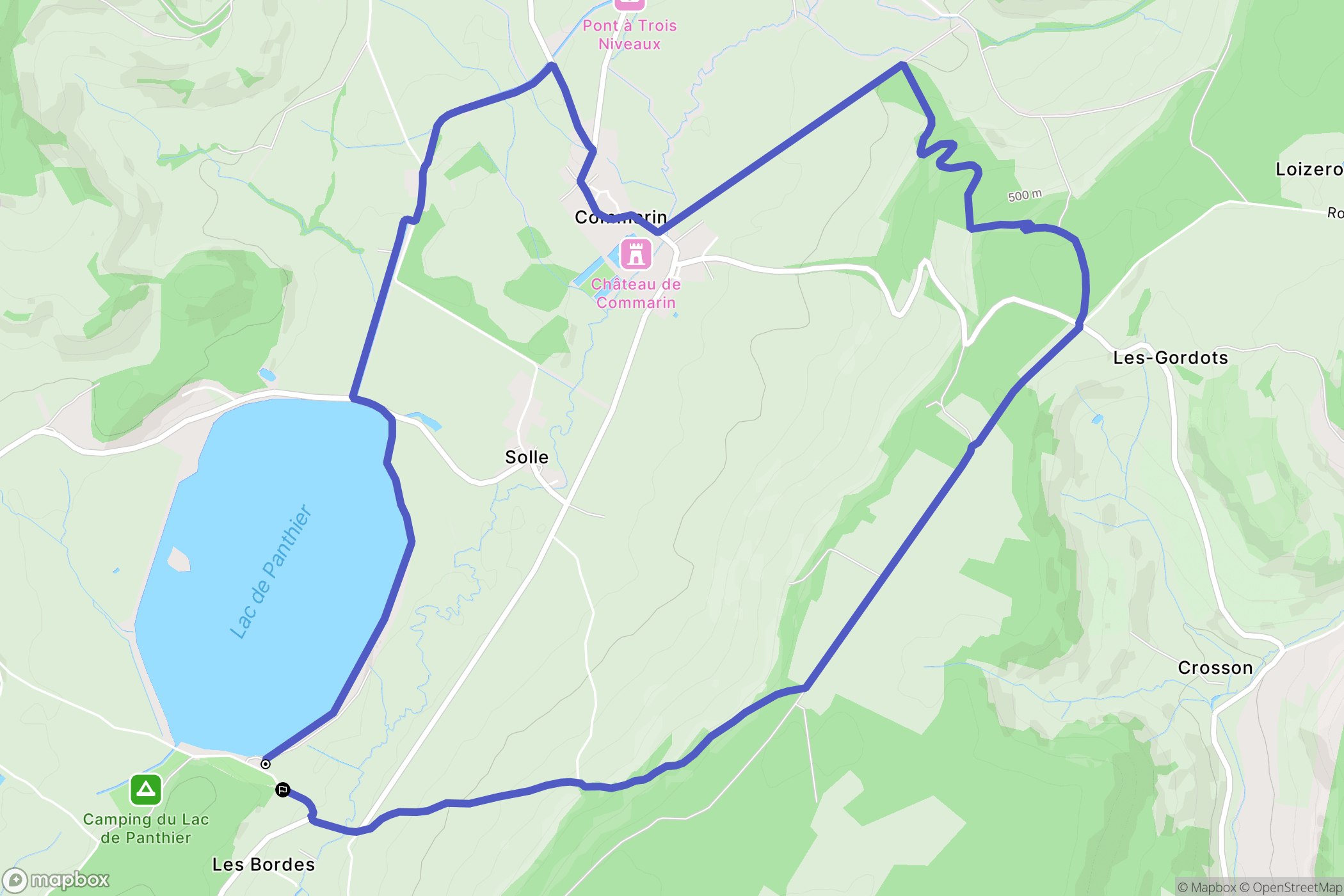 Commarin : carte du parcours de randonnée - France