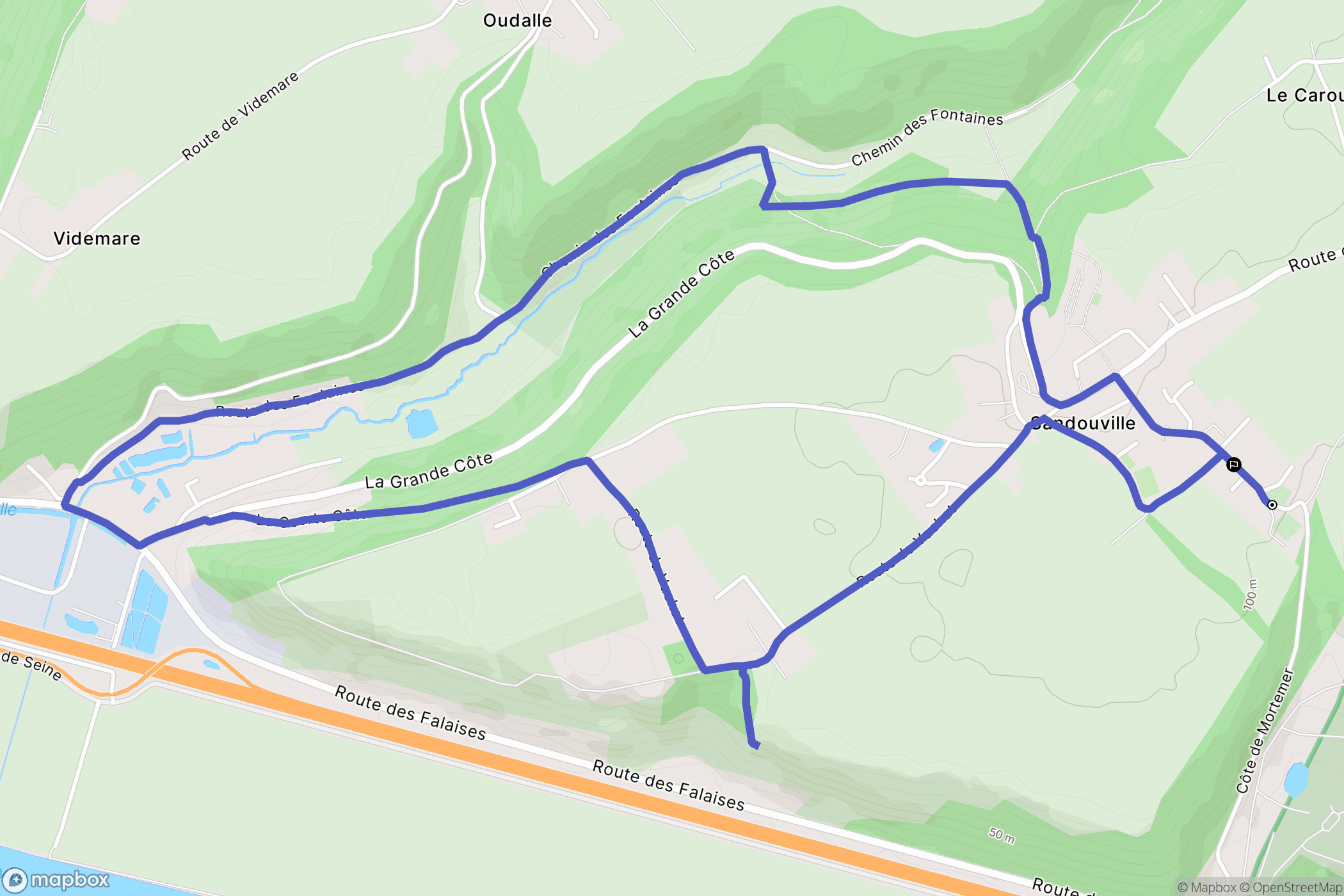 Sandouville : carte du parcours de randonnée - France