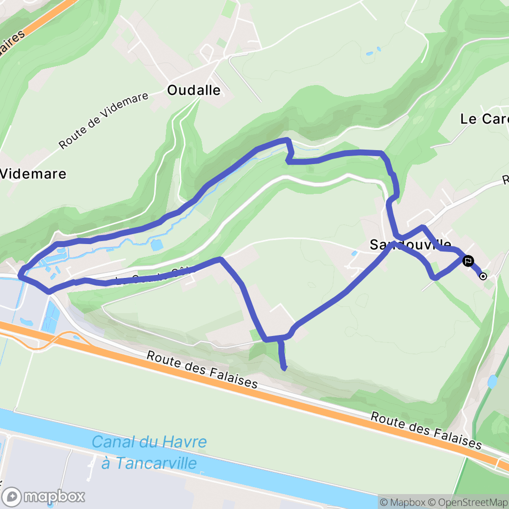 Sandouville : carte du parcours de randonnée - France