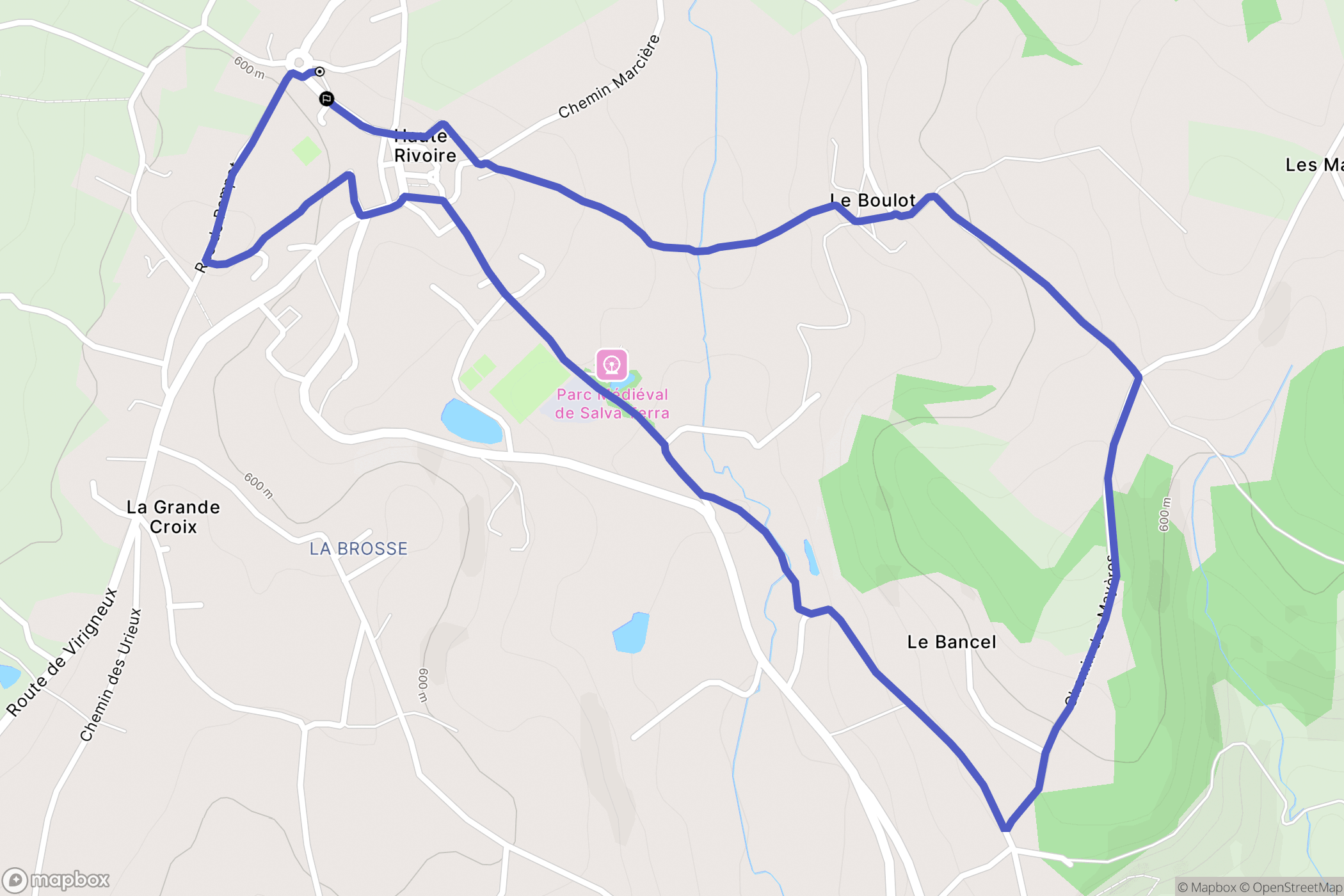 Haute-Rivoire : carte du parcours de randonnée - France