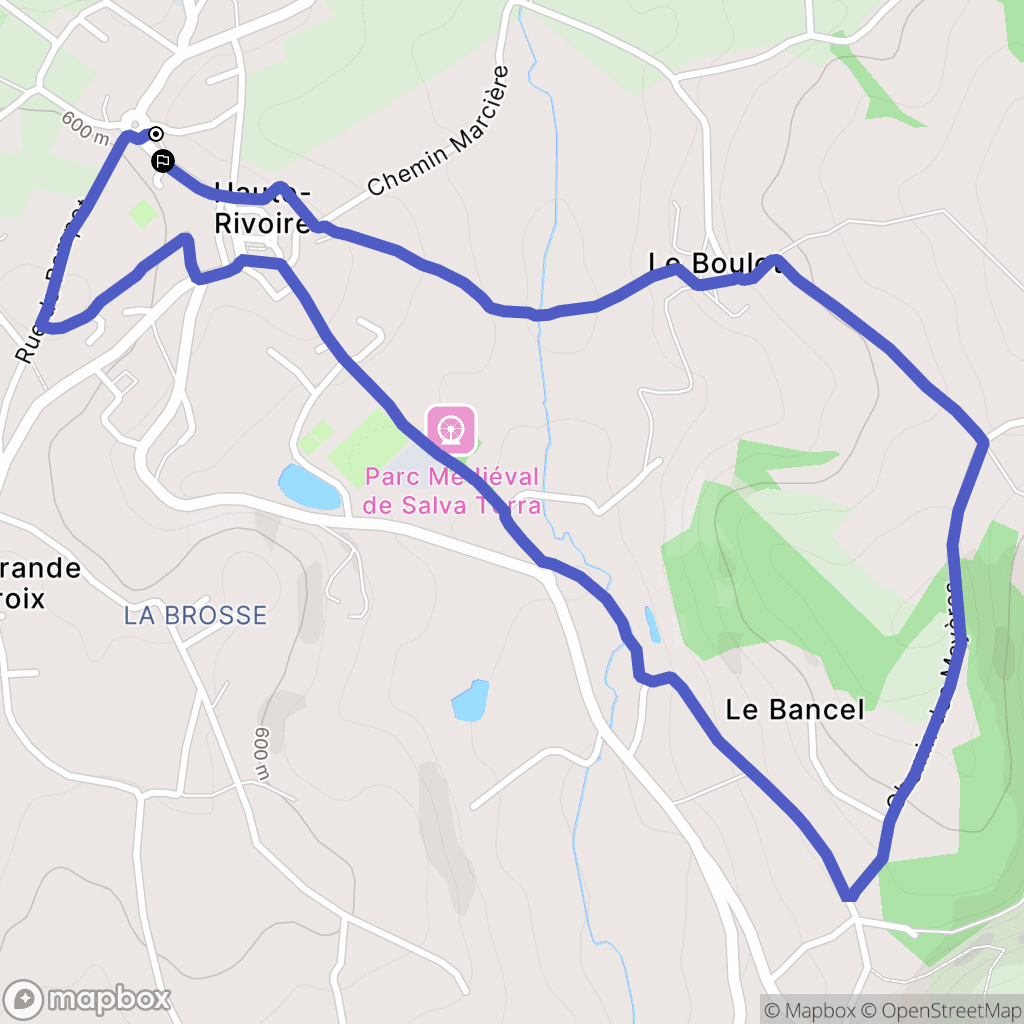 Haute-Rivoire : carte du parcours de randonnée - France
