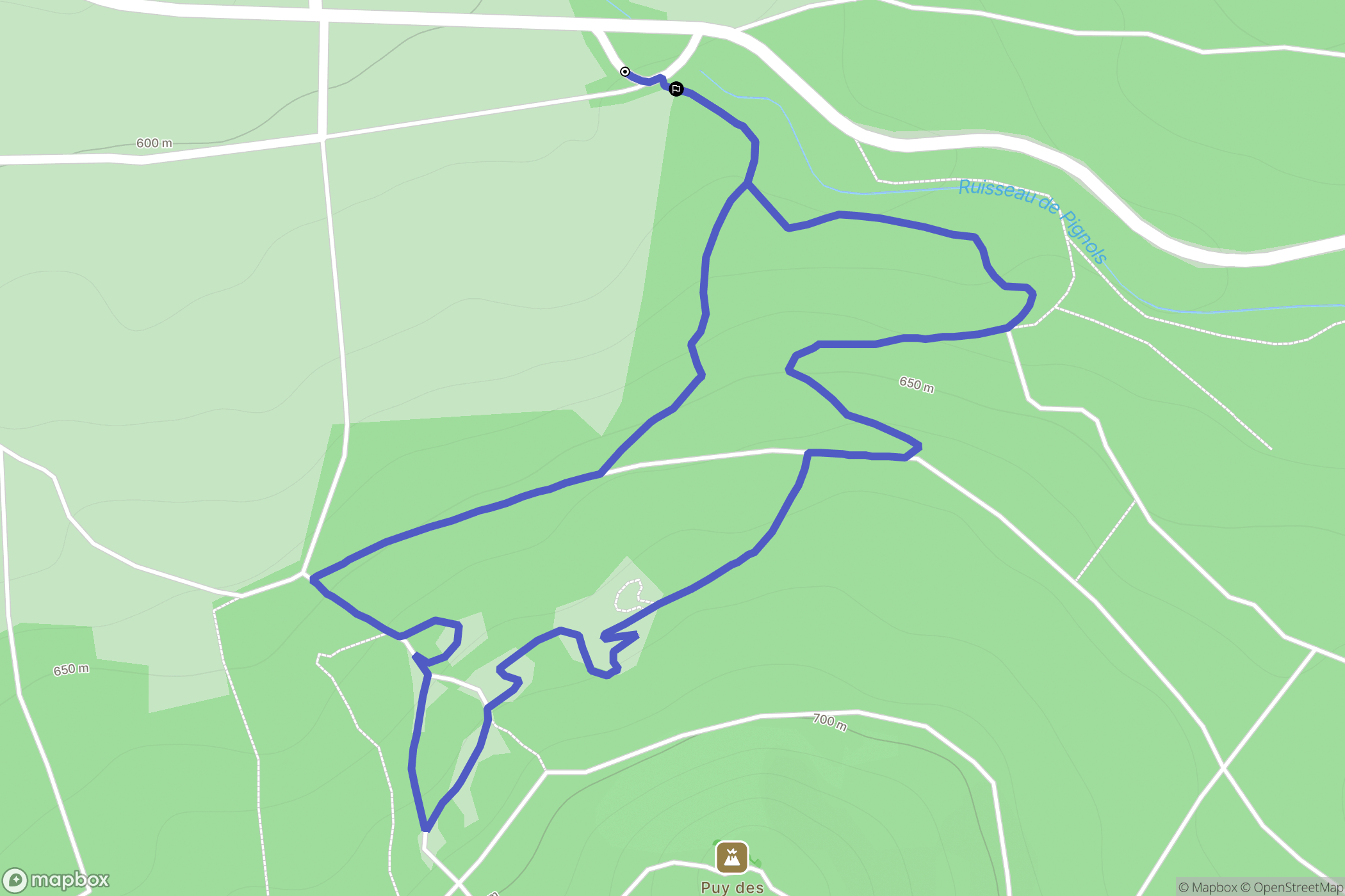 Pignols : carte du parcours de randonnée - France