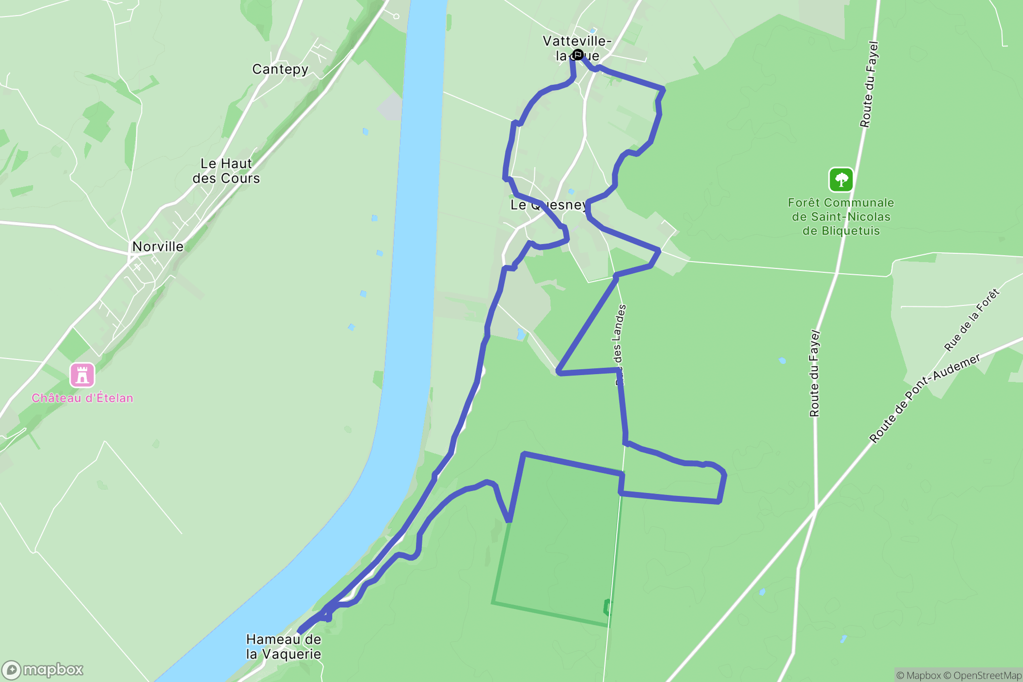Vatteville-la-Rue : carte du parcours de randonnée - France