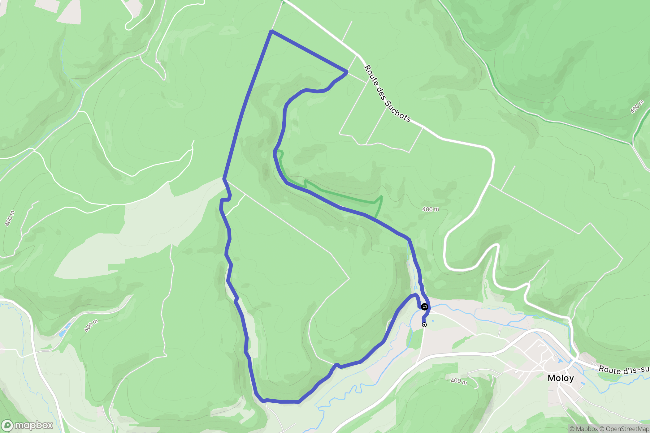 Moloy : carte du parcours de randonnée - France