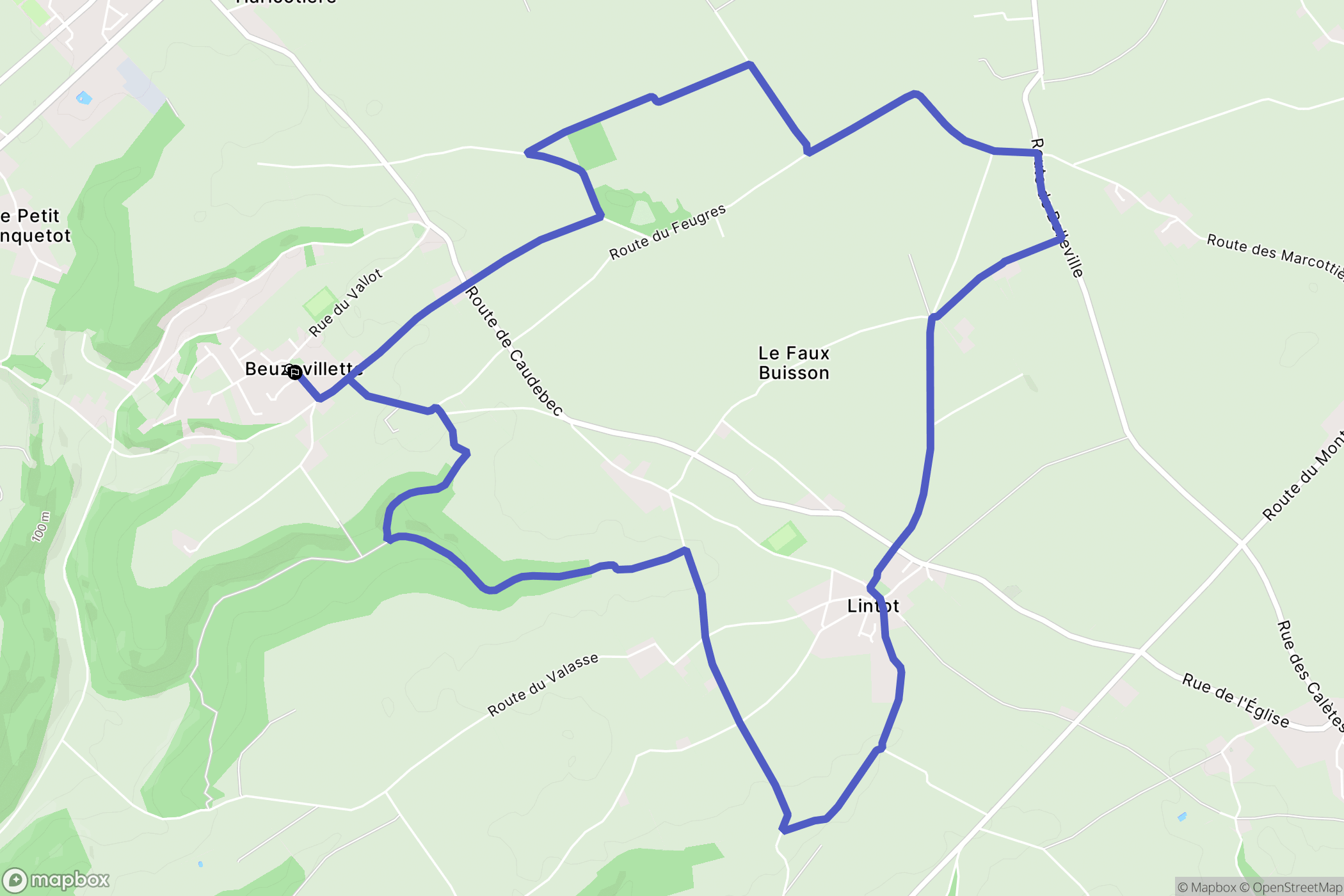Beuzevillette : carte du parcours de randonnée - France