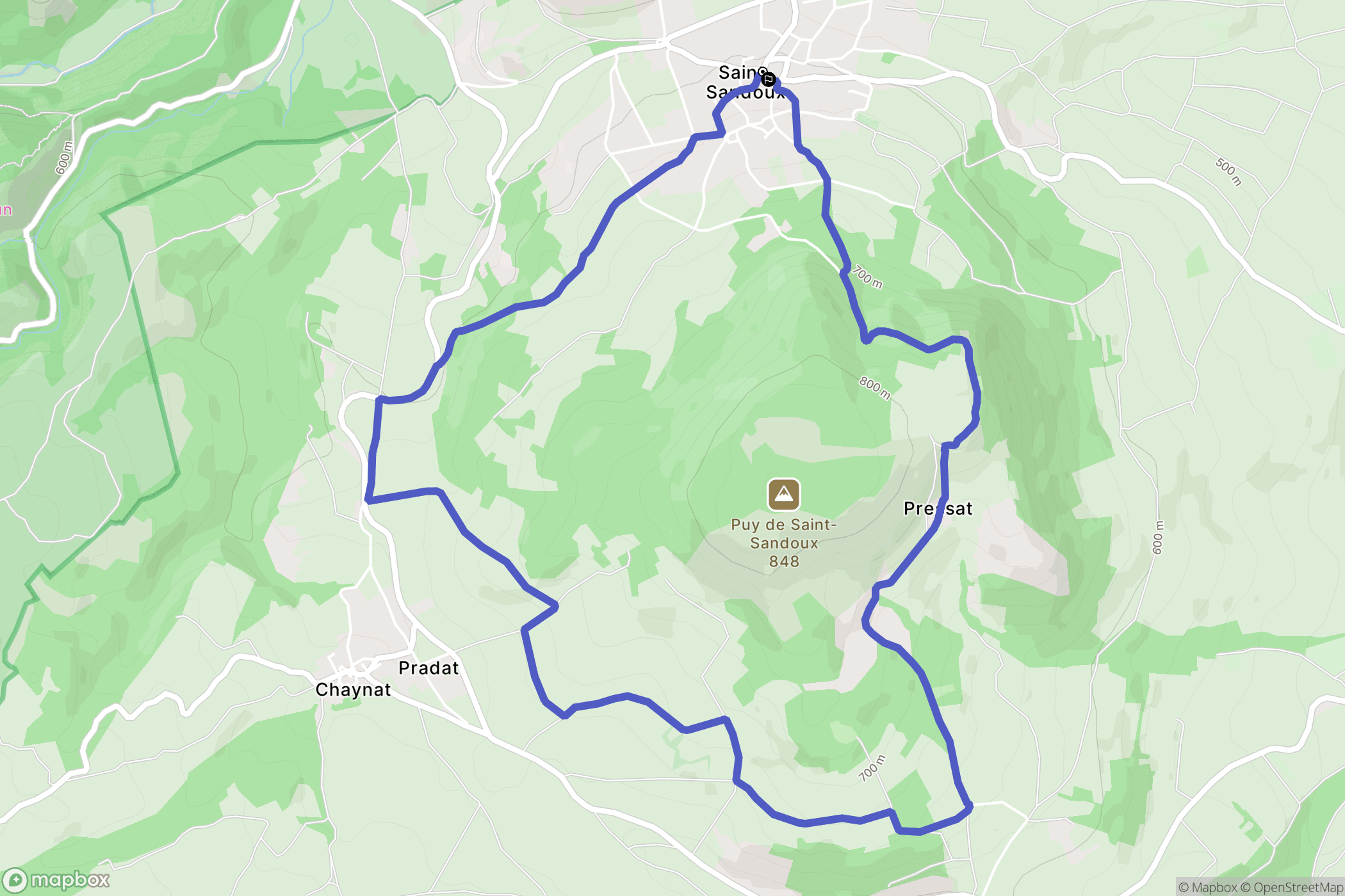 Saint-Sandoux : carte du parcours de randonnée - France