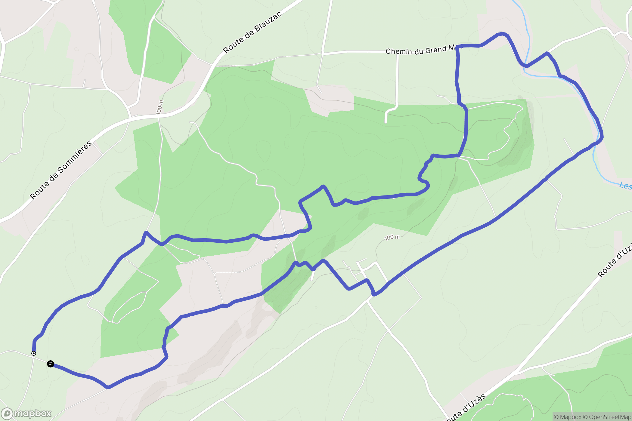 Blauzac : carte du parcours de randonnée - France