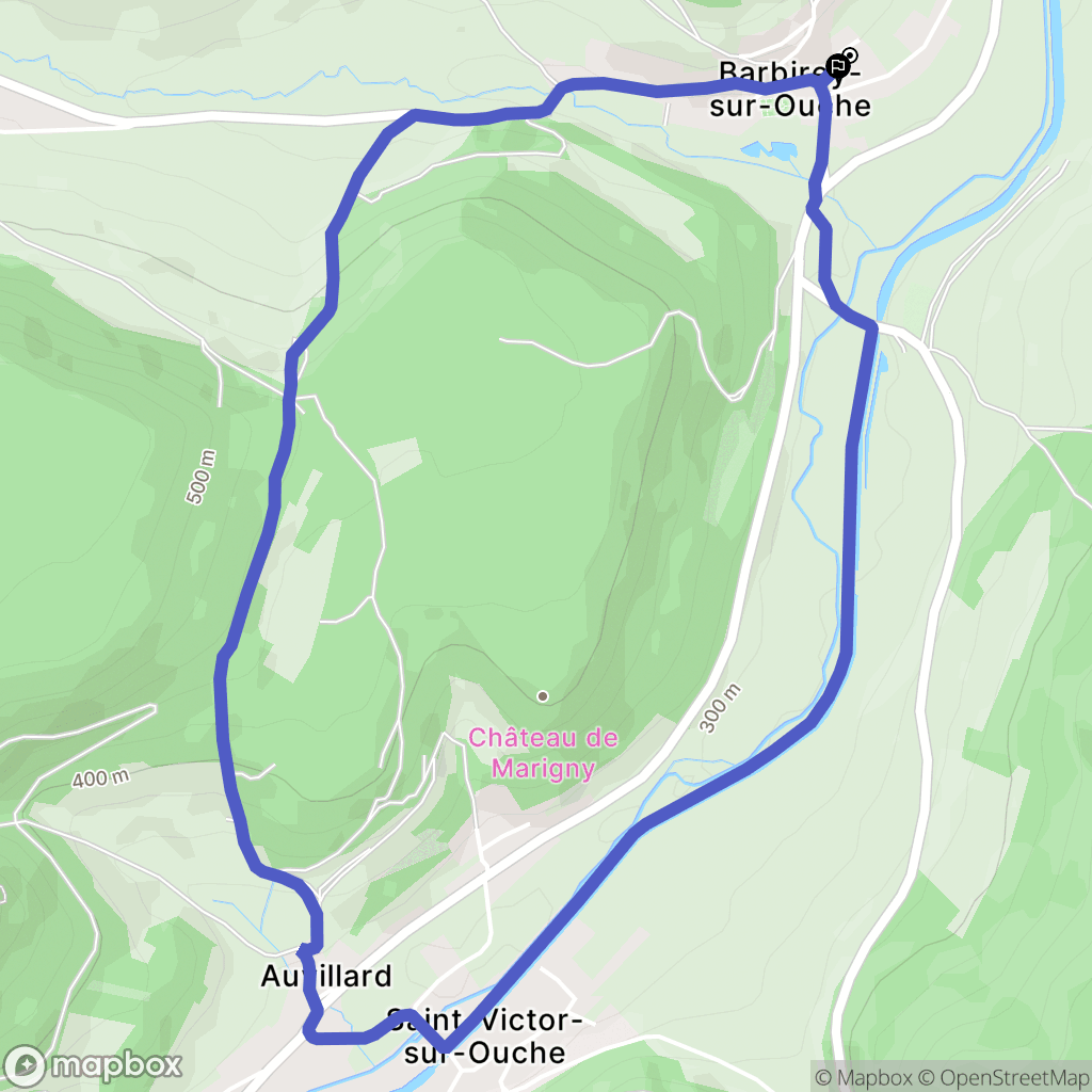 Barbirey-sur-Ouche : carte du parcours de randonnée - France