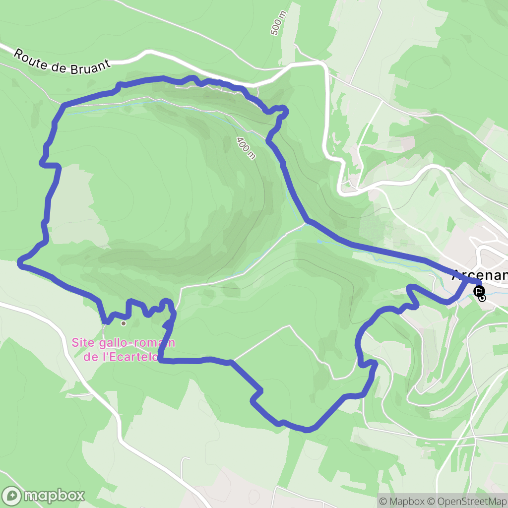 Arcenant : carte du parcours de randonnée - France