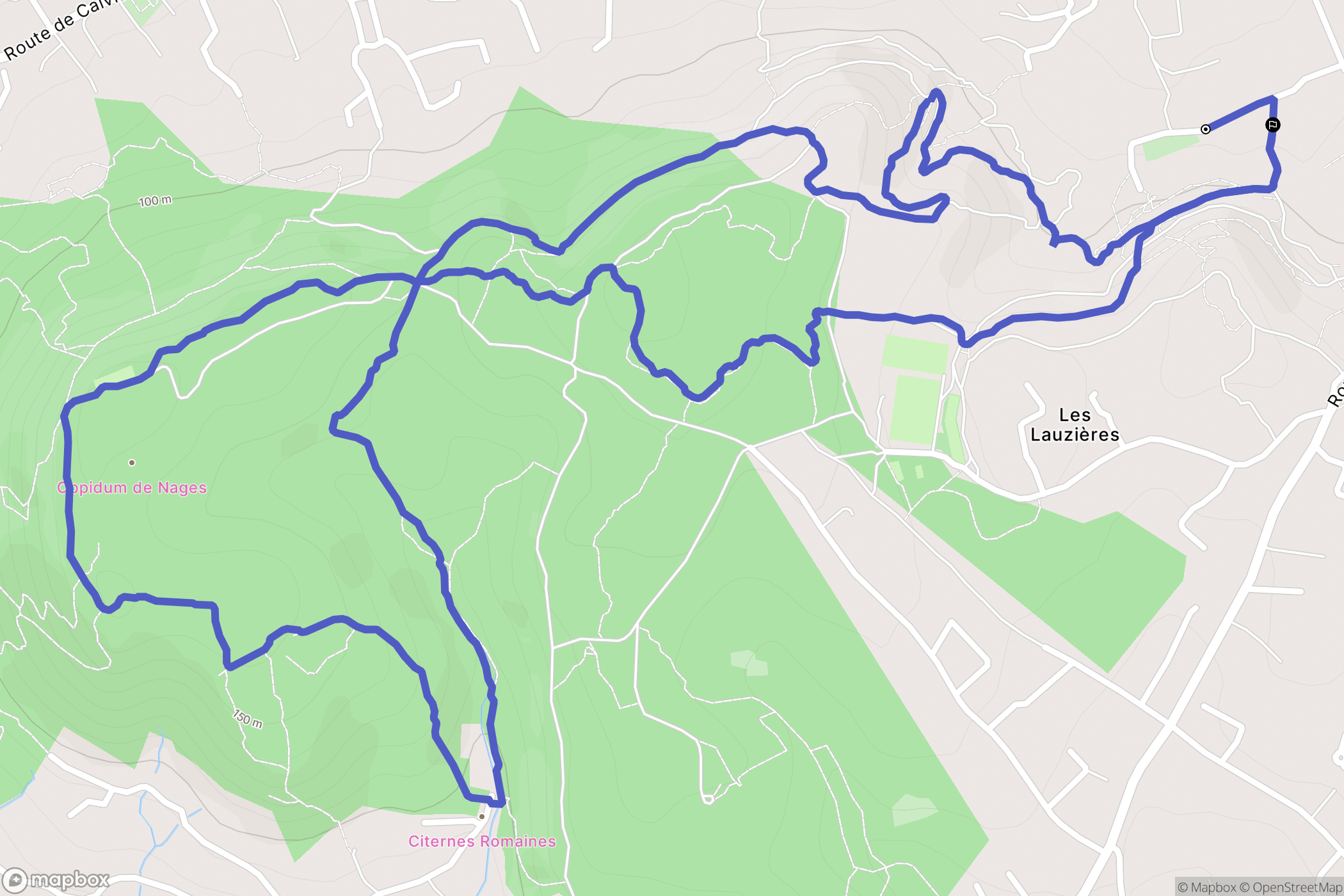 Langlade : carte du parcours de randonnée - France