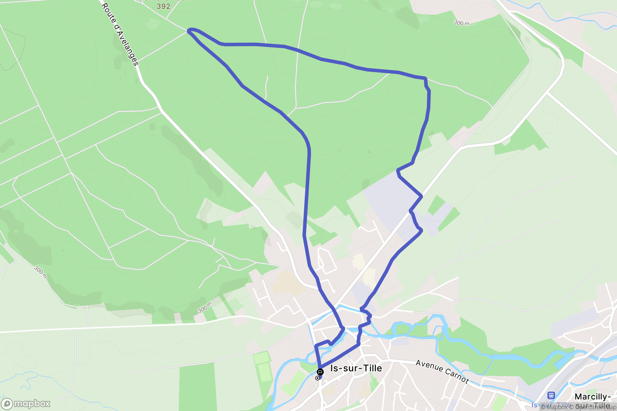 Is-sur-Tille : carte du parcours de randonnée - France