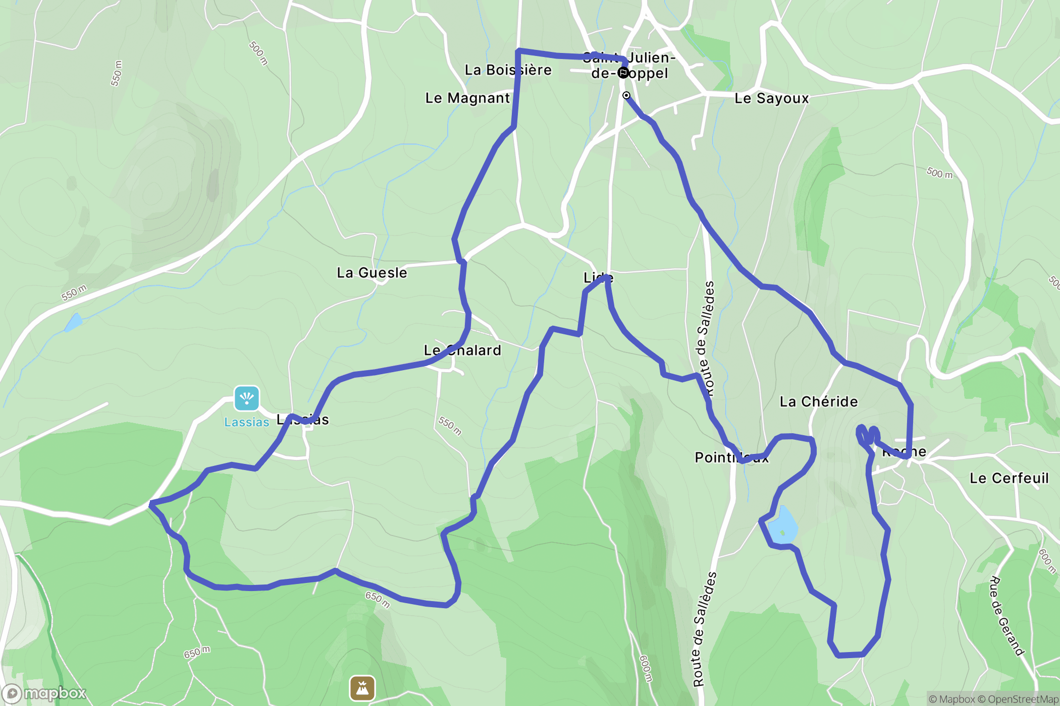 Saint-Julien-de-Coppel : carte du parcours de randonnée - France
