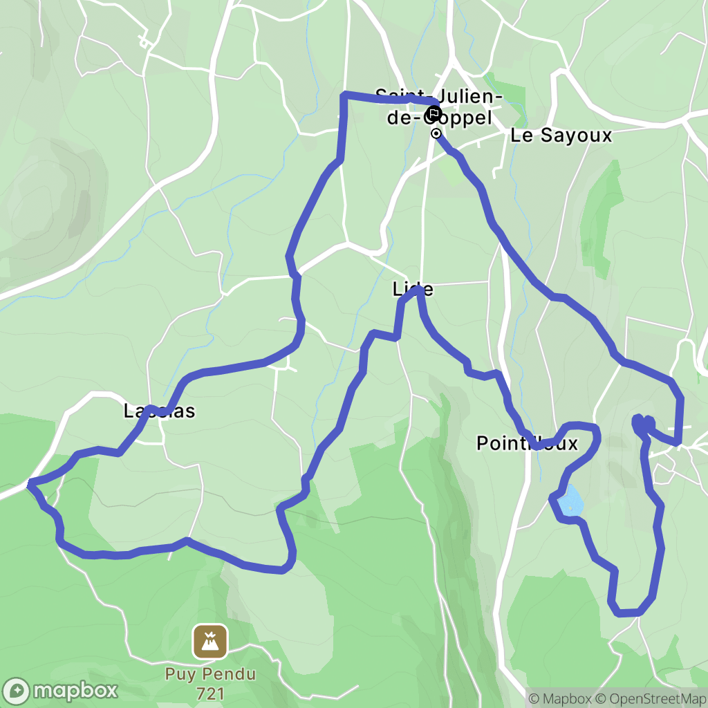 Saint-Julien-de-Coppel : carte du parcours de randonnée - France