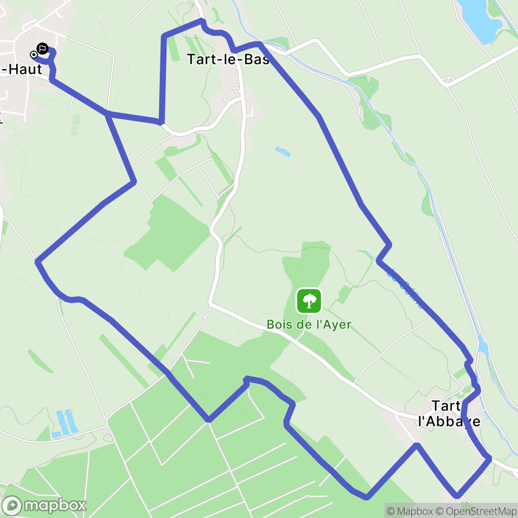 Tart : carte du parcours de randonnée - France