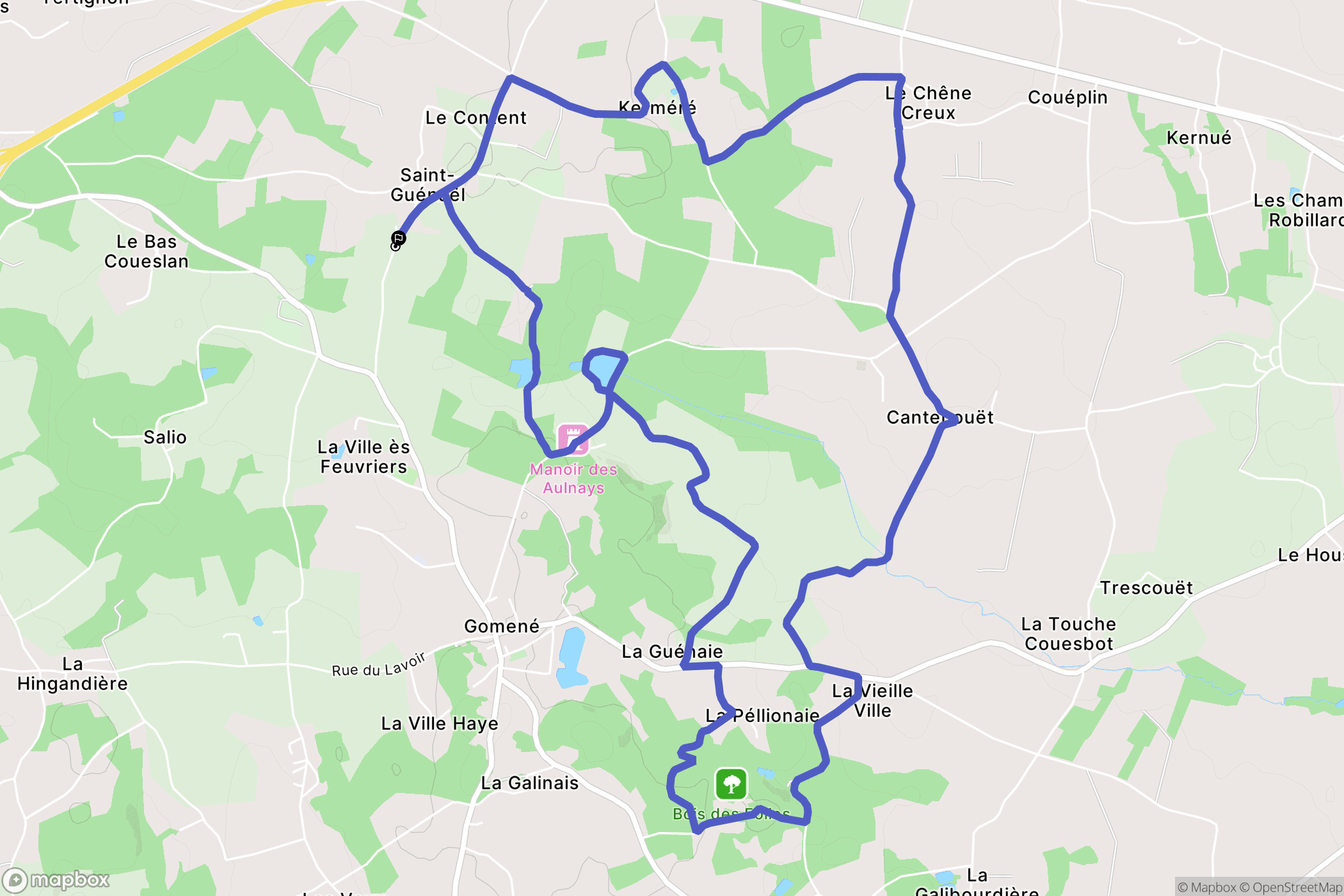Saint-Guénaël : carte du parcours de randonnée - France