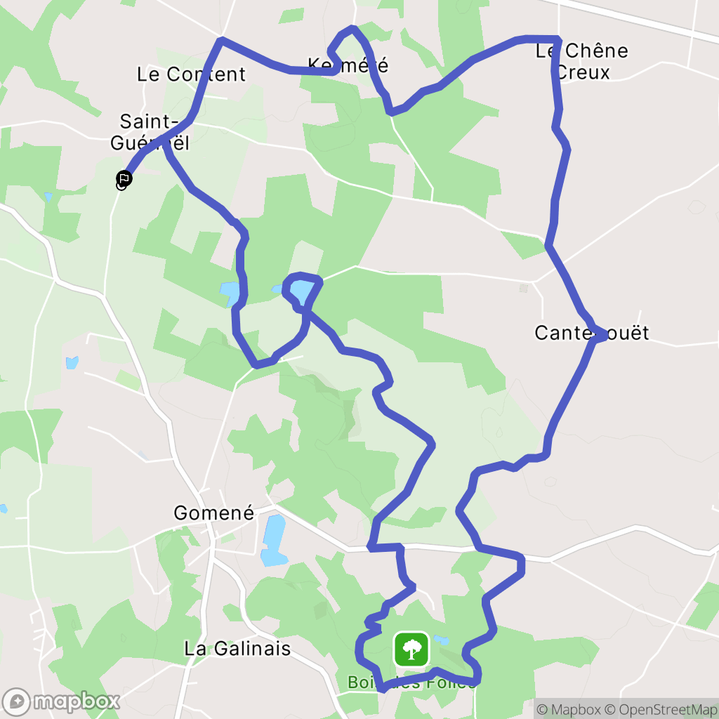 Saint-Guénaël : carte du parcours de randonnée - France