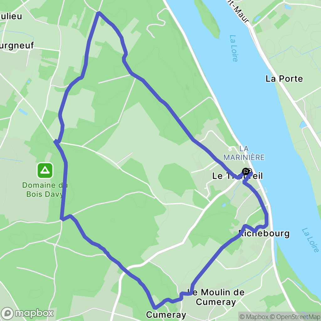 Le Thoureil : carte du parcours de randonnée - France