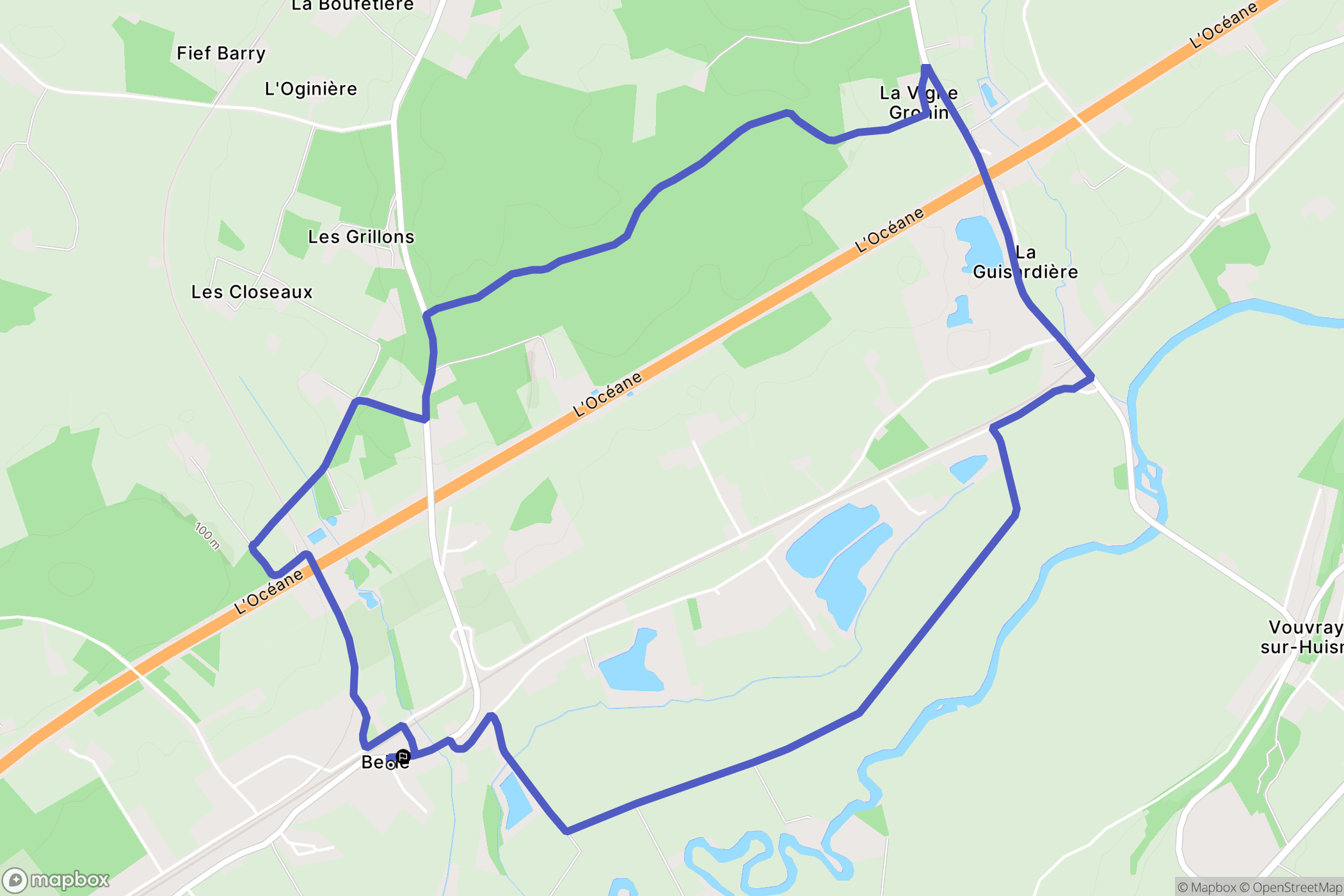 Beillé : carte du parcours de randonnée - France