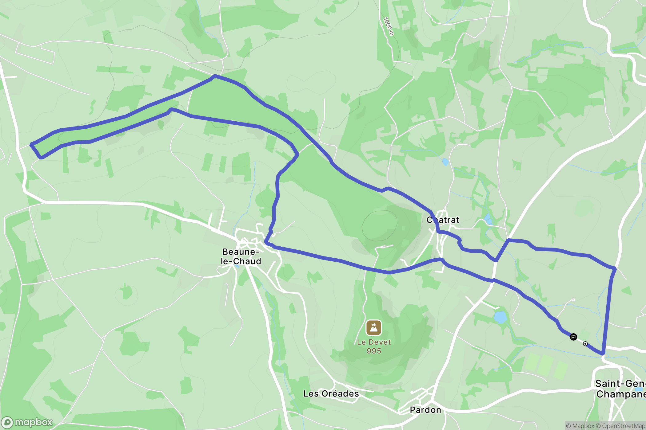 Saint-Genès-Champanelle : carte du parcours de randonnée - France