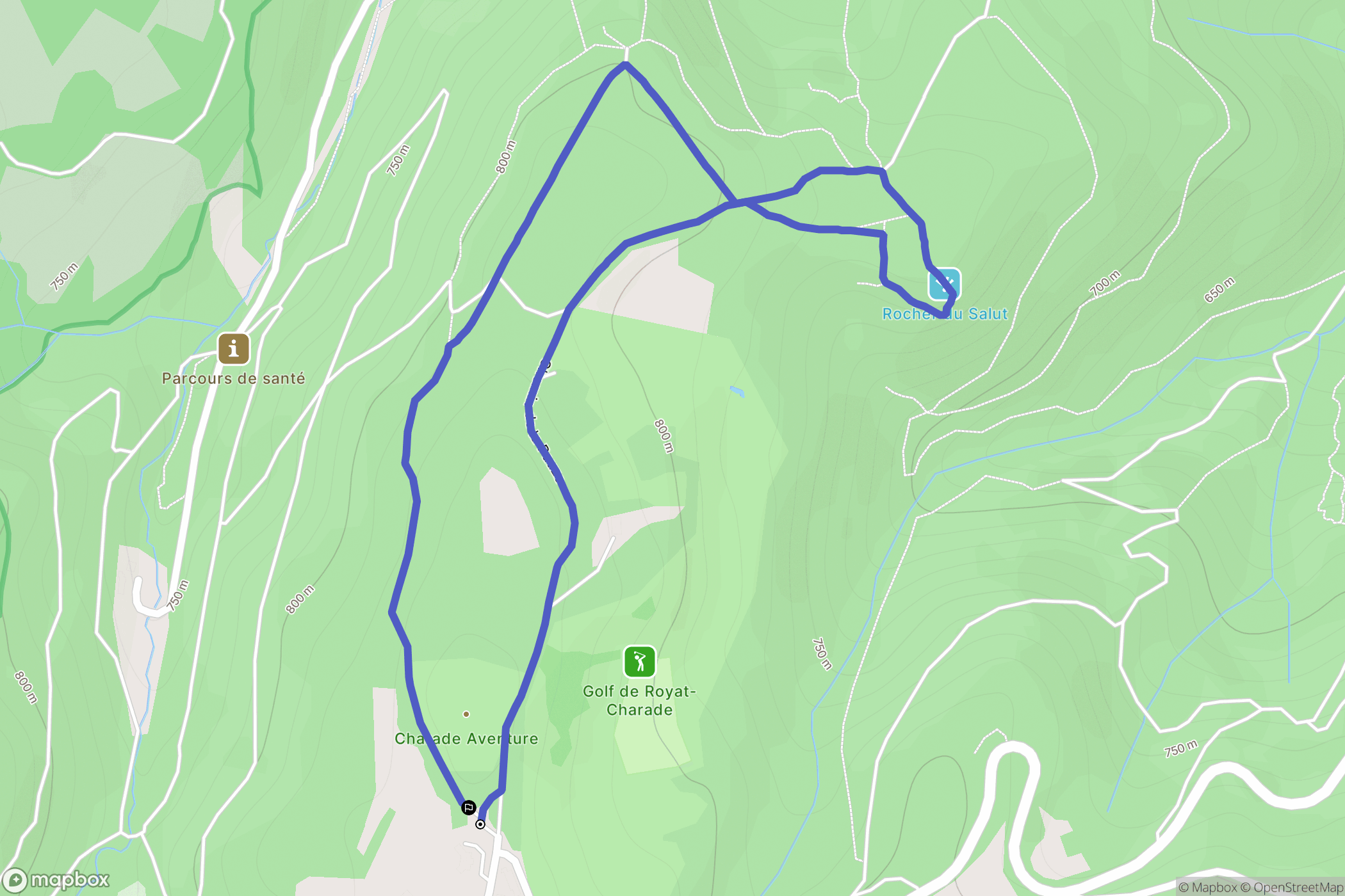 Royat : carte du parcours de randonnée - France