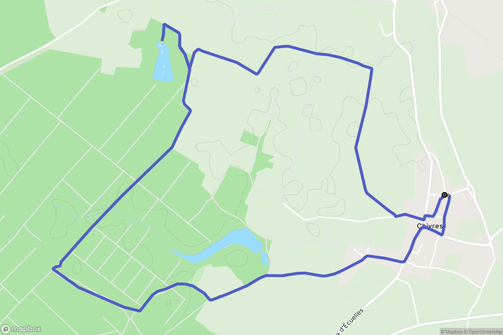 Chivres : carte du parcours de randonnée - France