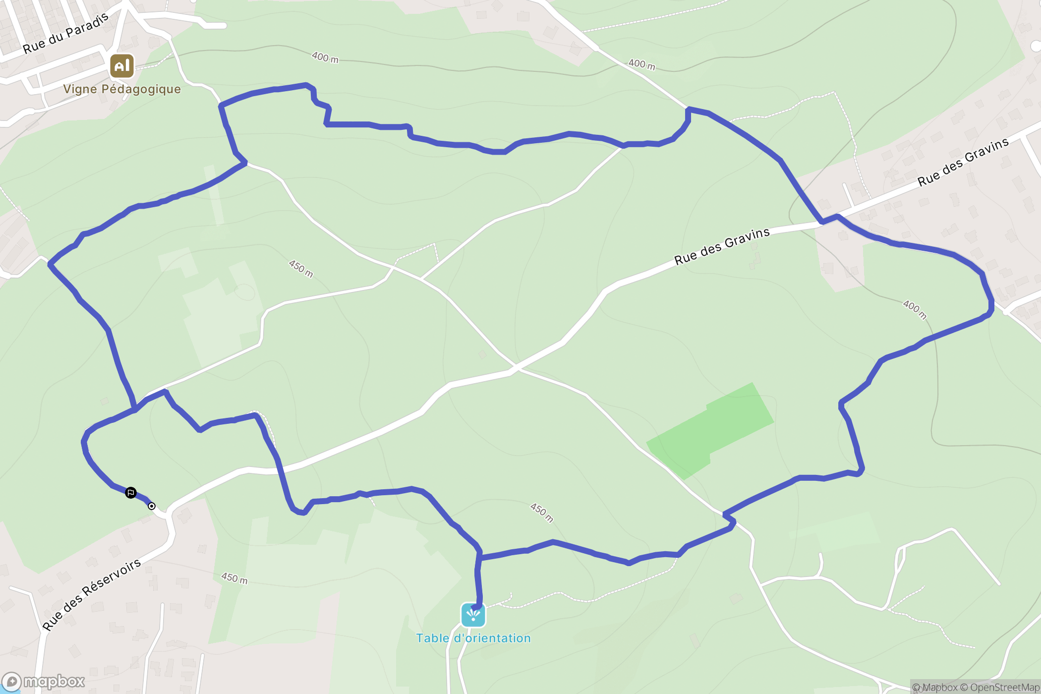 Aubière : carte du parcours de randonnée - France