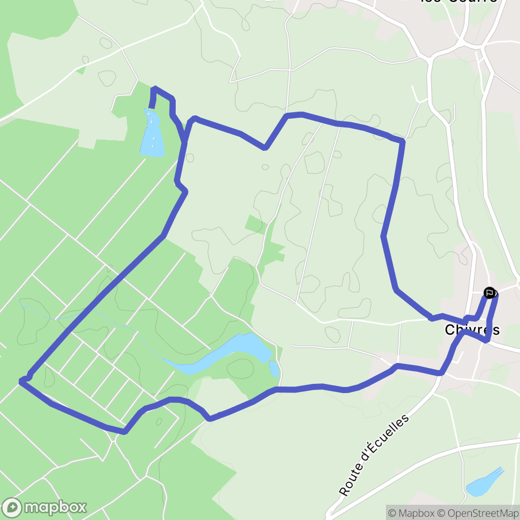 Chivres : carte du parcours de randonnée - France