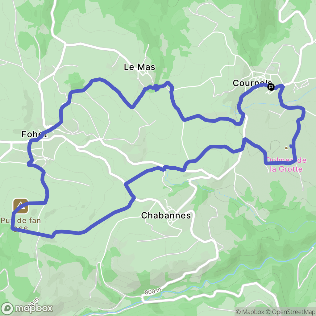 Cournols : carte du parcours de randonnée - France
