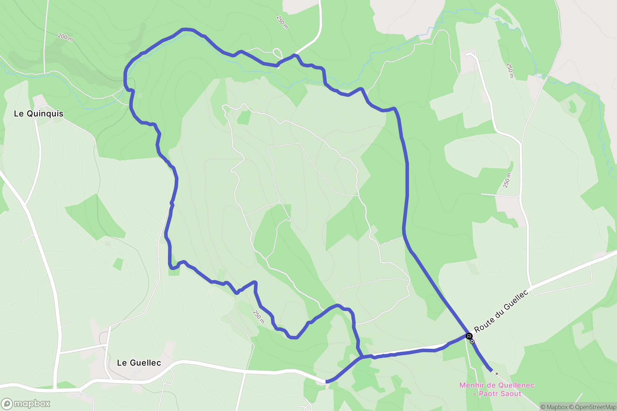 Locarn : carte du parcours de randonnée - France