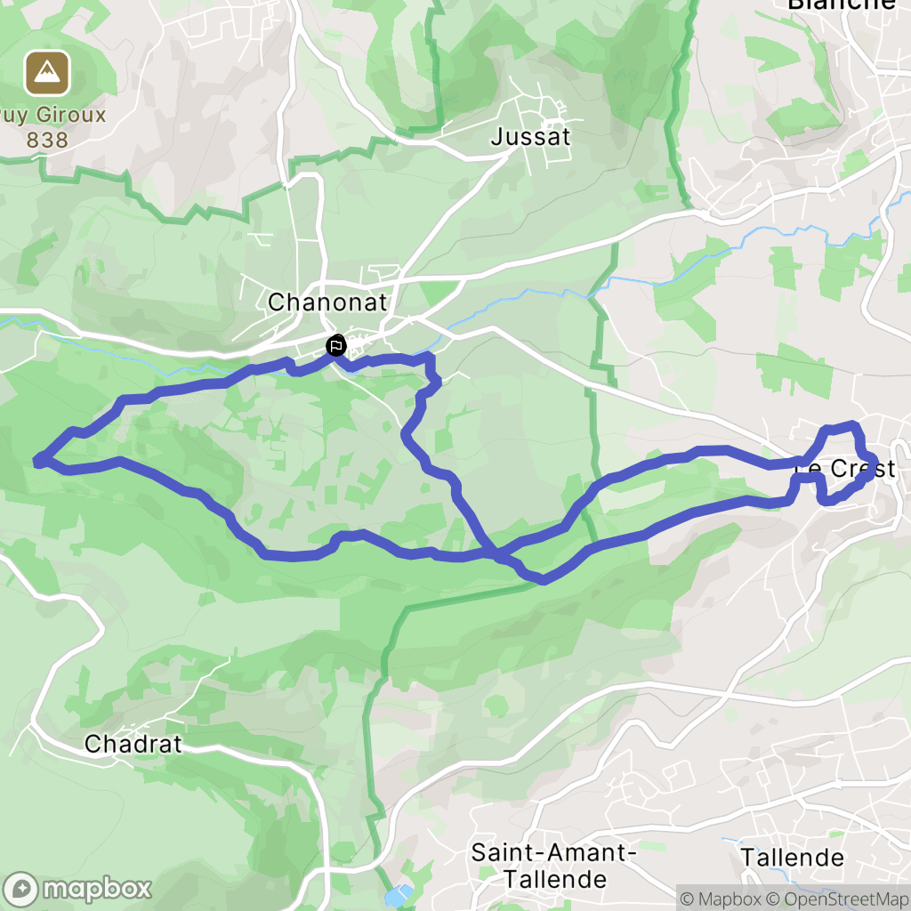 Chanonat : carte du parcours de randonnée - France