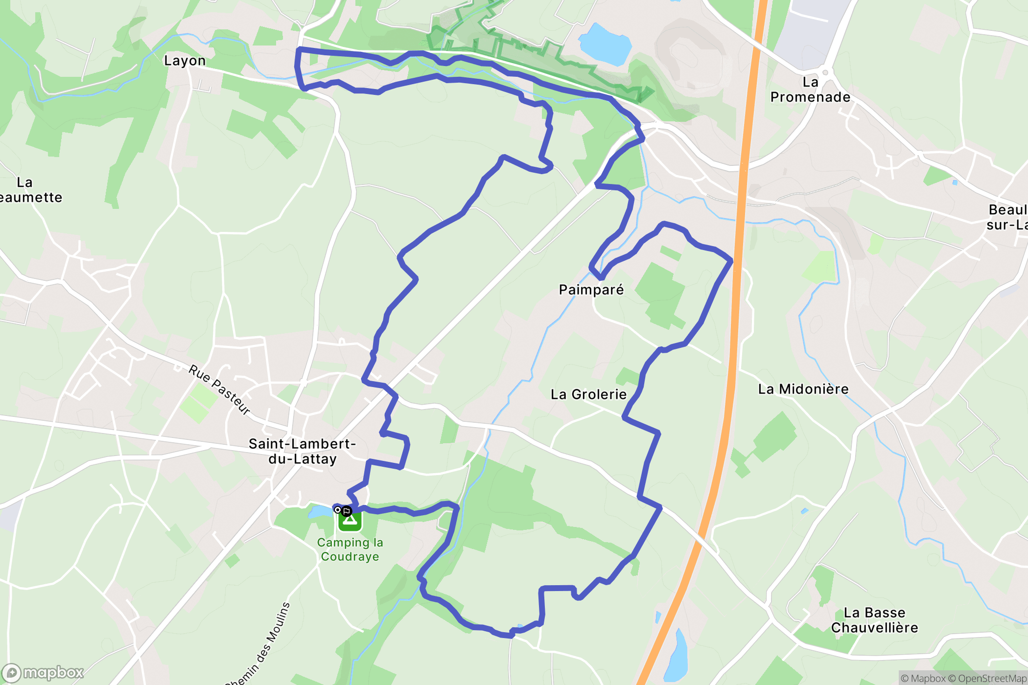 Val-du-Layon : carte du parcours de randonnée - France