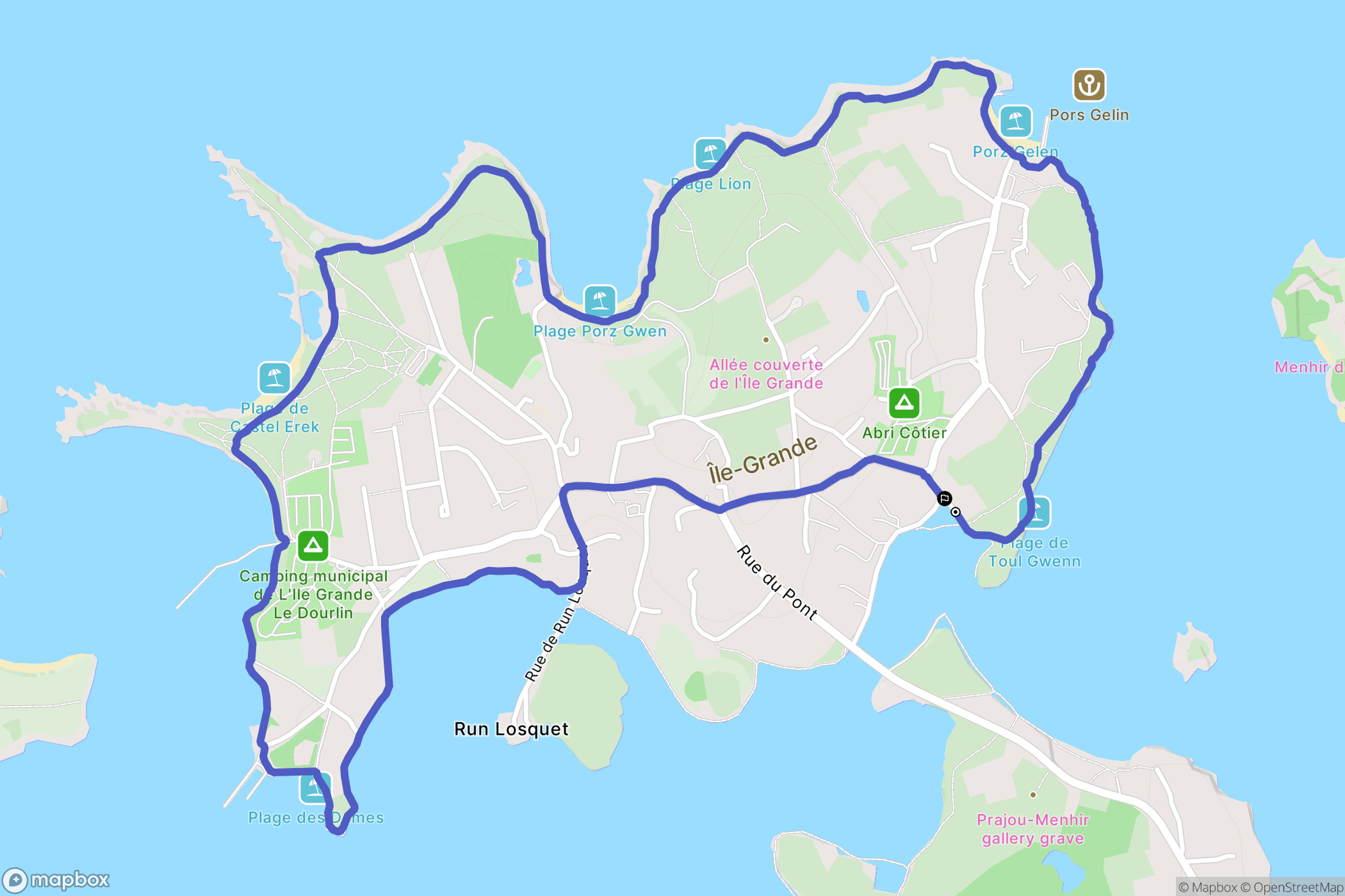 Île-Grande : carte du parcours de randonnée - France