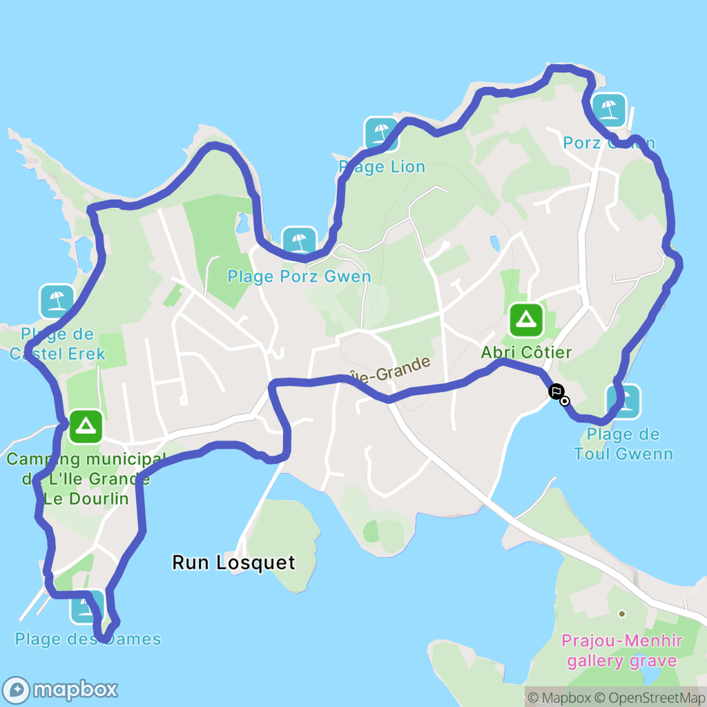 Île-Grande : carte du parcours de randonnée - France