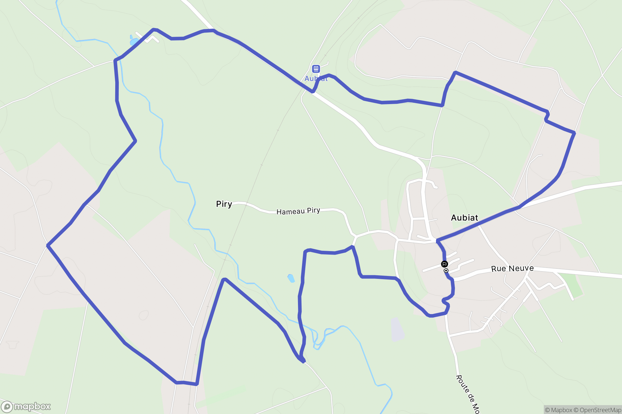 Aubiat : carte du parcours de randonnée - France
