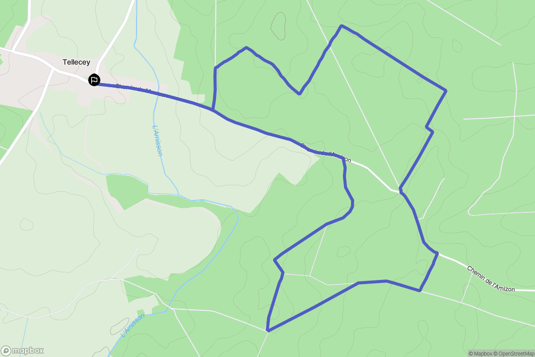 Tellecey : carte du parcours de randonnée - France