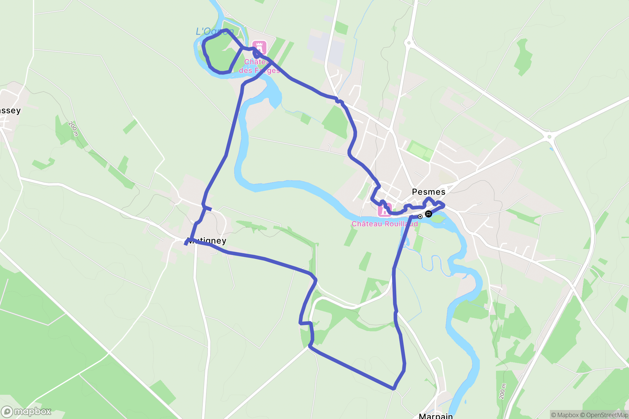 Pesmes : carte du parcours de randonnée - France