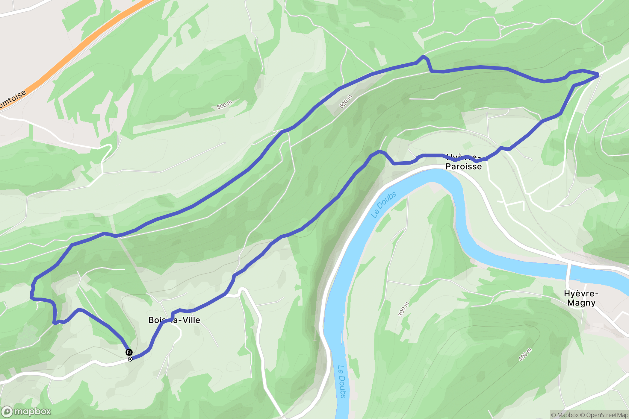 Hyèvre-Paroisse : carte du parcours de randonnée - France