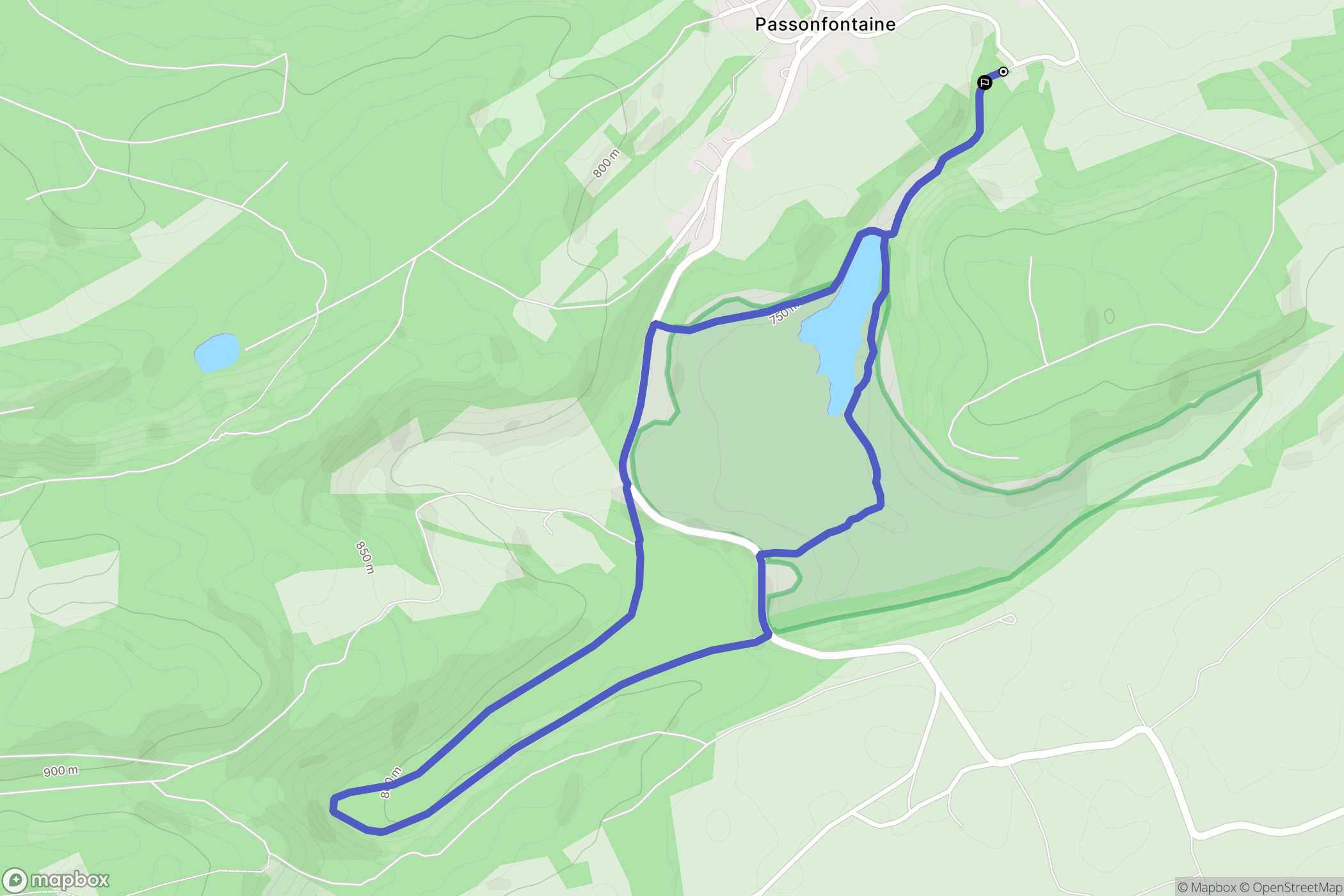Passonfontaine : carte du parcours de randonnée - France