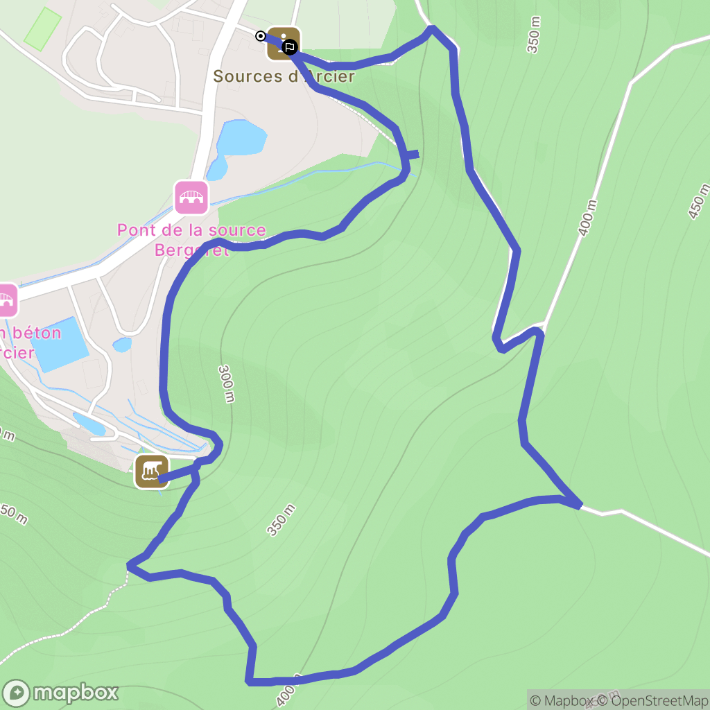 Arcier : carte du parcours de randonnée - France